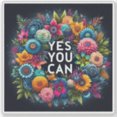 Positiviteit omarmen te midden van levendige bloem sticker (Voorkant)