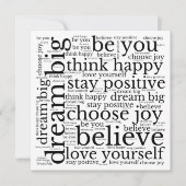 Positiviteit WordArt-patroon Zwarte tekst Wit (Voorkant)