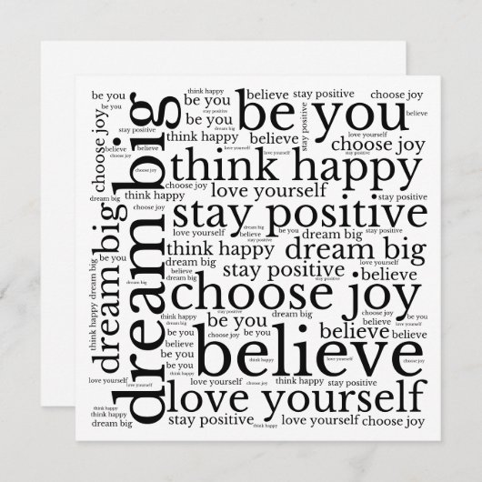 Positiviteit WordArt Pattern Zwarte Tekst White (Voorkant / Achterkant)