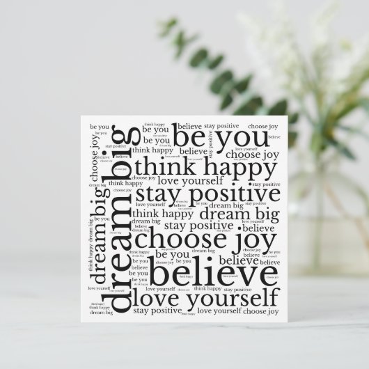Positiviteit WordArt Pattern Zwarte Tekst White (Staand voorkant)
