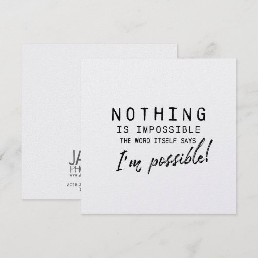 POSSIBILITÉS 5,25 x 5,25 carte (Devant / Derrière)
