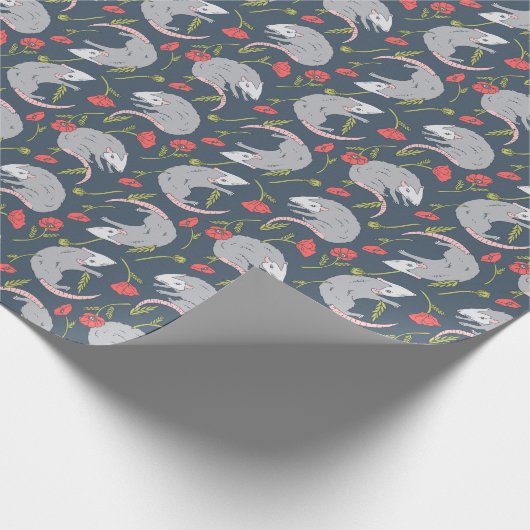 Possum en papaver bloemen cadeaupapier (Hoek)