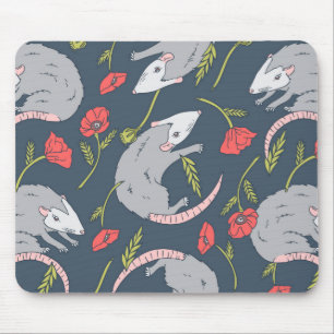 Possum en Poppy Flower Mousepad Muismat