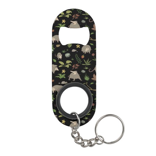 Possum in a Berry Field in Black Mini Flessenopener (Achterkant)
