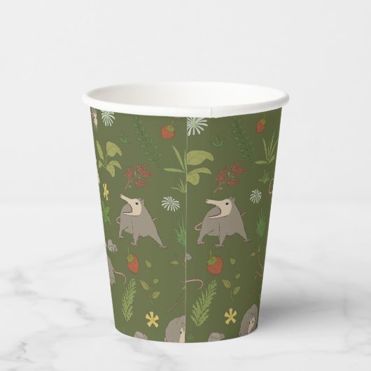 Possum in a Berry Field in Green Papieren Bekers (Rechts)