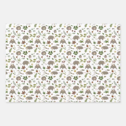 Possum in a Berry Field in White Inpakpapier Vel (Voorkant 2)