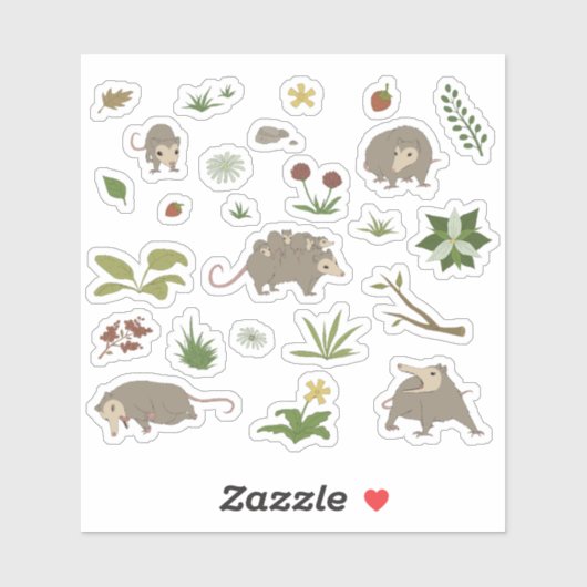 Possum in a Berry Field Sticker (Vel)