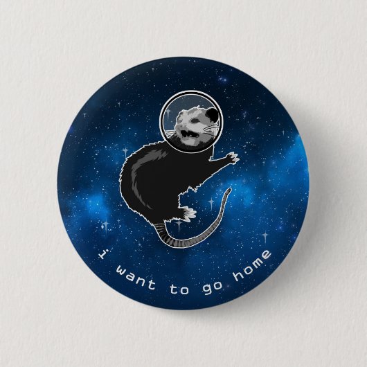 Possum in Space - Angst Introvert Buitenruimte Ronde Button 5,7 Cm (Voorkant)