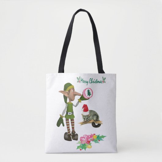 Possum Merry Kerstmis Canvas tassen Elf (Voorkant)