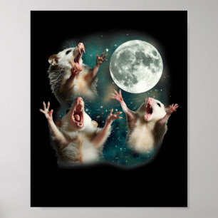 Possum Moon 3 Opossum Grappige Rare Vervloekte Mem Poster