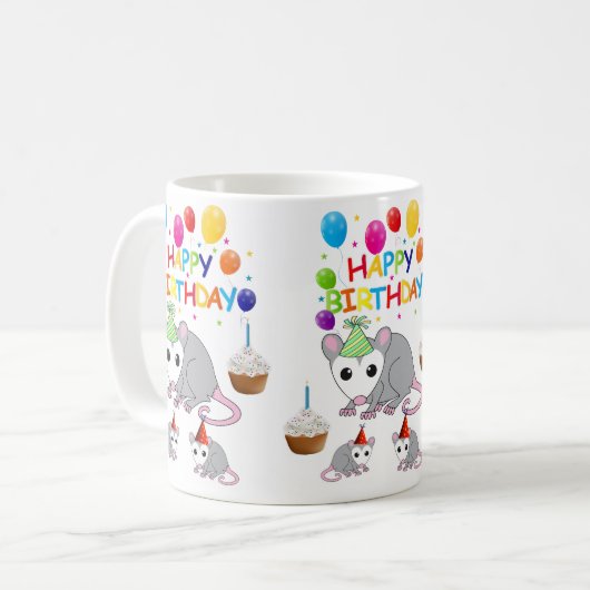Possum Mug Joyeux Anniversaire Mug (Devant gauche)