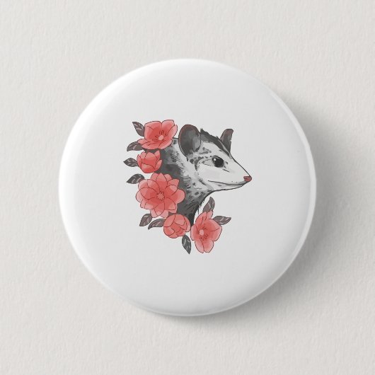 Possum with Flowers Ronde Button 5,7 Cm (Voorkant)