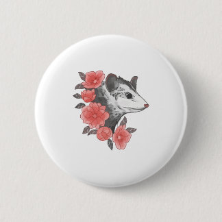 Possum with Flowers Ronde Button 5,7 Cm