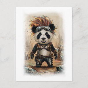 Post Apocalypse Panda Film Design op een Witte Feestdagenkaart
