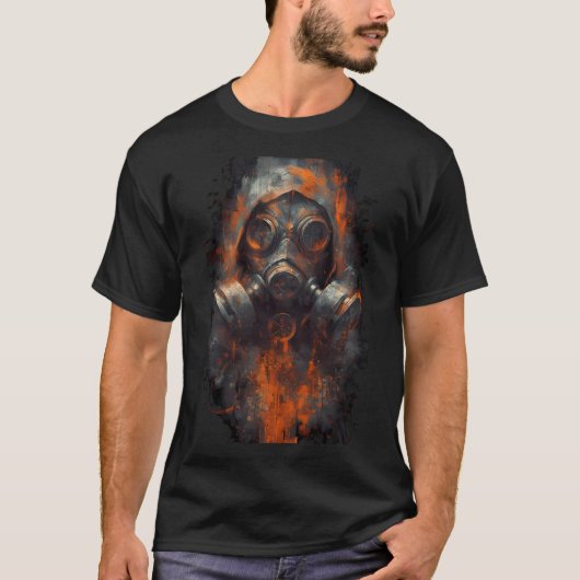 Post-Apocalyptic Gas Mask Dark Industrial T-Shirt (Devant)