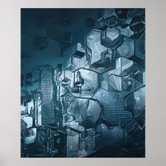 Post-apocalyptische stad poster