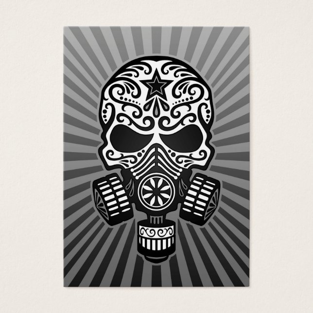 Post Apocalyptische Sugar Skull, grijs Visitekaartjes (Voorkant)