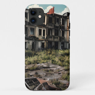 Post-apocalyptische verwoesting   Verlaten gebouwe iPhone 11 Hoesje
