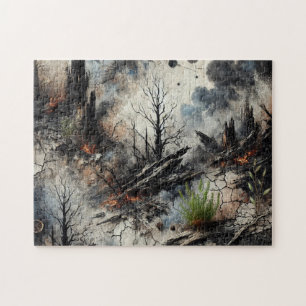 Post-apocalyptische wildvuur kunstpuzzel legpuzzel