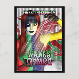 Post Card Greetings uit Wales, Cymru, Dragon Briefkaart