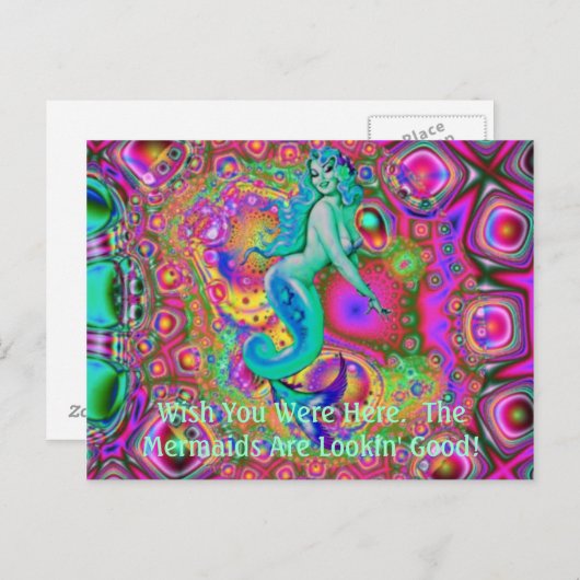 Post Card - Psychedelic Mermaid Briefkaart (Voorkant / Achterkant)