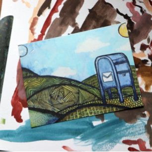 Post Carrier Drop Box Postal Service Art Briefkaart