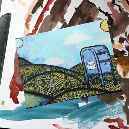 Post Carrier Drop Box Postal Service Art Briefkaart