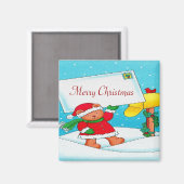 Post de l'ours de Noël - Magnet Carré (Recto/Verso)