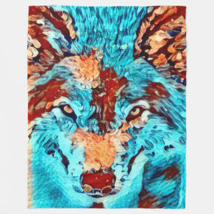 Post Impressionisme Wild Wolf Spirituele kunst Fleece Deken