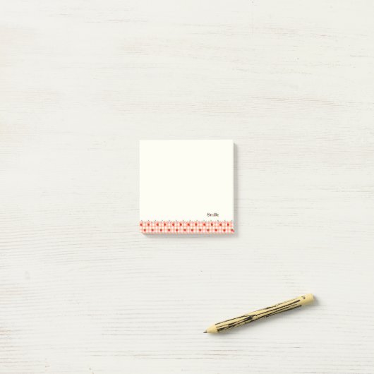 POST-IT® 文字 カスタム いちご チェック オレンジ (Sur un bureau)