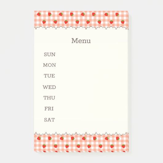 POST-IT® 文字 カスタム いちご&チェック(オレンジ) ポストイット (Devant)