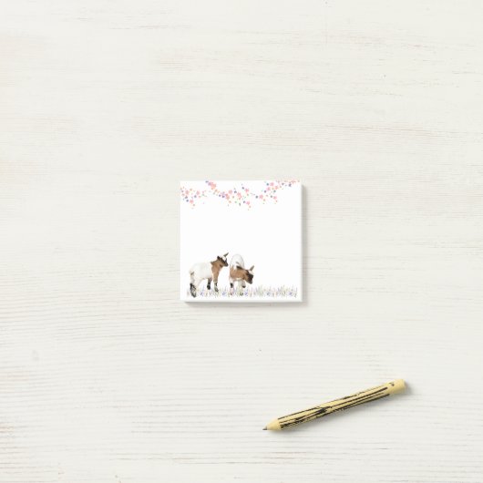 POST-IT® 花とかわいい子ヤギ♡ (Sur un bureau)