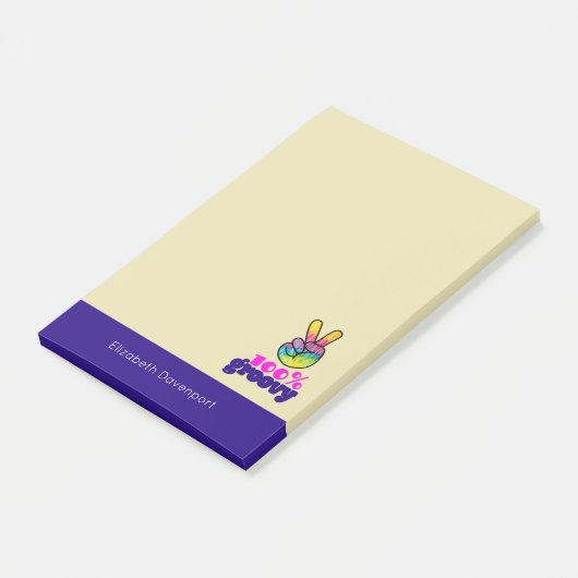 Post-it® 100% Groovy Rainbow Hand Peace Sign (Incliné)