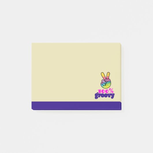 Post-it® 100% Groovy Rainbow Hand Peace Sign (Devant)