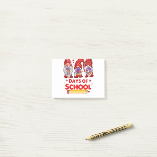 Post-it® 100 Jours D'École Mignons Gnomes Virtual Learning (Sur un bureau)