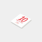 Post-it® 10e anniversaire ajouter nom date année rouge modè (Incliné)
