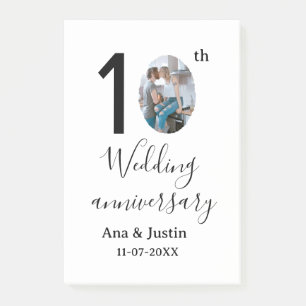 Post-it® 10e anniversaire du mariage nom photo bold lettre