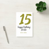 Post-it® 15e anniversaire quiencenera ajouter date année or (Bureau)