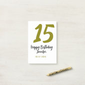 Post-it® 15e anniversaire quiencenera ajouter date année or (Sur un bureau)