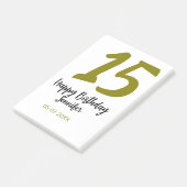 Post-it® 15e anniversaire quiencenera ajouter date année or (Incliné)