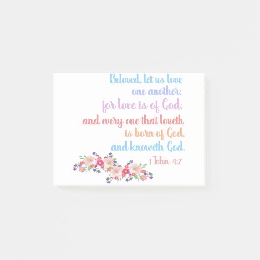Post-it® 1 John 4:7 Bible Verr Rainbow Text (Devant)
