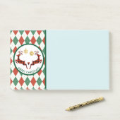 Post-it® 2 Cerfs Plaid Sauter sur un Motif Jacquard Rustiqu (Sur un bureau)