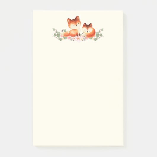 Post-it® 2 mignons Petits Renards Rouges Aquarelle Design (Devant)