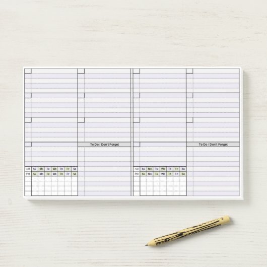 Post-it® 2 par page hebdomadaire non daté (Sur un bureau)