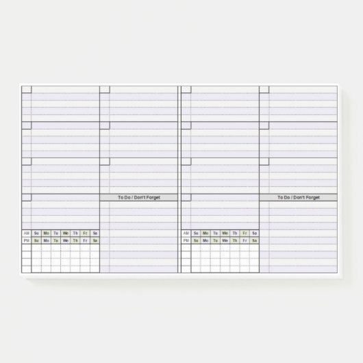 Post-it® 2 par page hebdomadaire non daté (Devant)