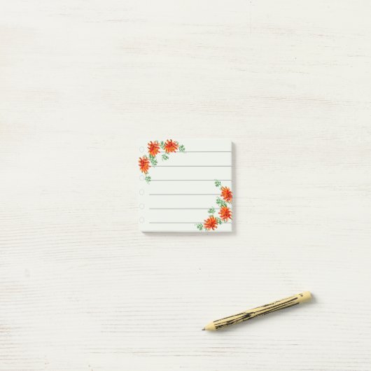 Post-it® 3 Fleurs orange Note (Sur un bureau)