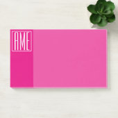 Post-it® 3 Initiales Monogramme | Blanc sur rose chaud (Bureau)