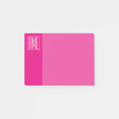 Post-it® 3 Initiales Monogramme | Blanc sur rose chaud (Devant)