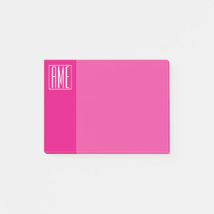 Post-it® 3 Initiales Monogramme   Blanc sur rose chaud