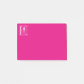 Post-it® 3 Initiales Monogramme | Blanc sur rose chaud (Devant)
